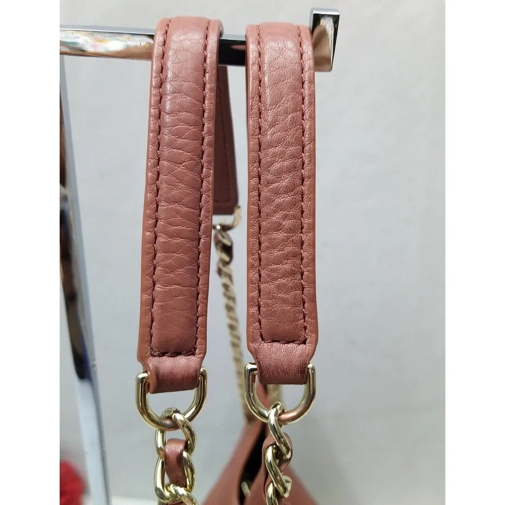 Tory Burch Pink Pebbled Leather Chain Strap Crossbody Shoulder Bag